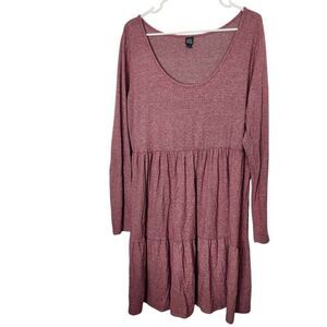 Wild Fable tunic dress tiered heathered maroon size XXL